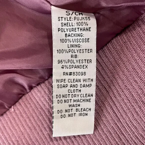 Womens Mauve Faux Leather Jacket With Zipper Pockets & Snap Closures Size S - Picture 8 of 10